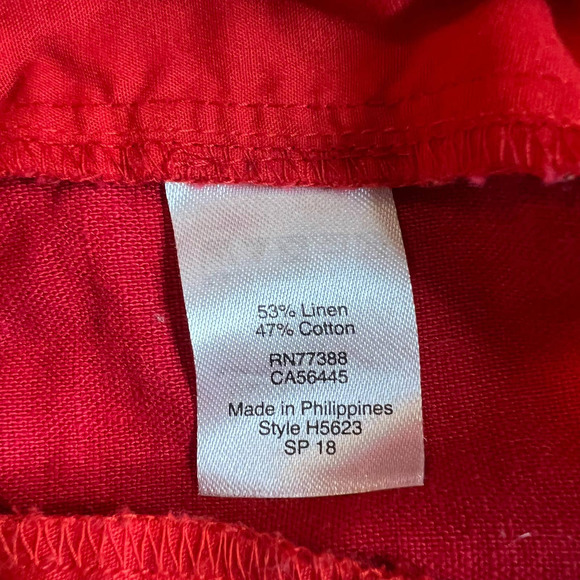 J CREW Red Petal Cuff Linen Cotton Blend Shorts, size 0 - Picture 4 of 7